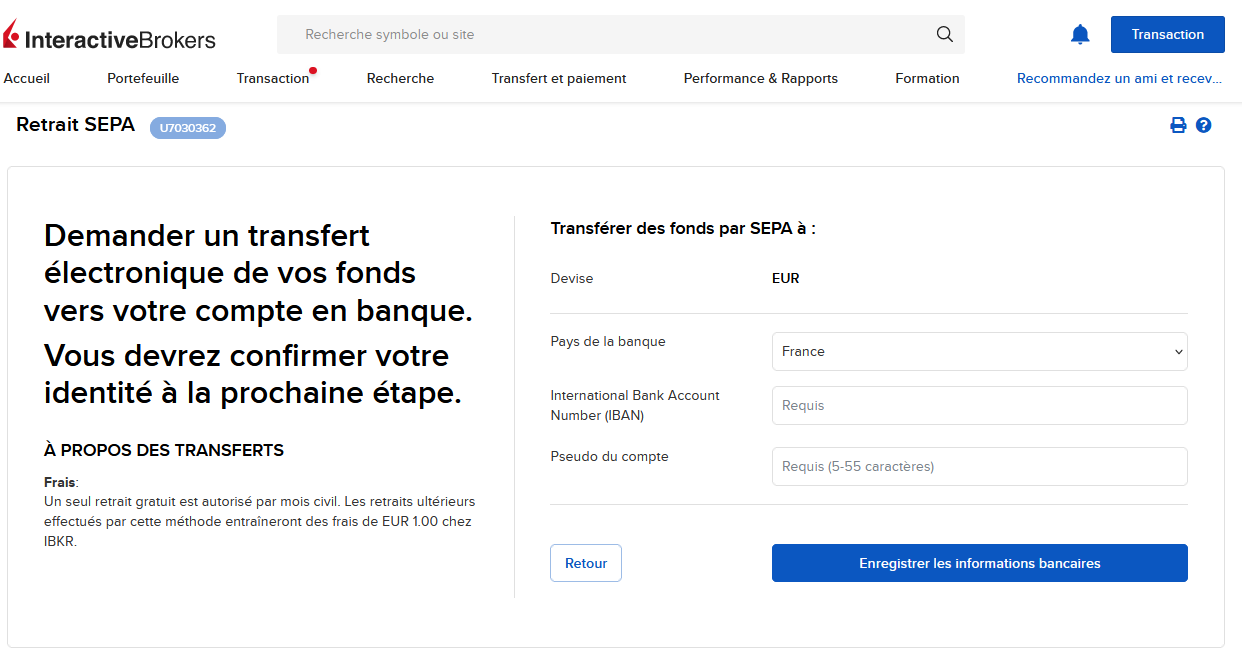 S&eacute;lection du type de virement