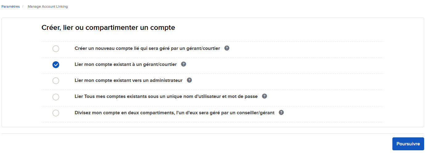 Étape 1 de la configuration du compte