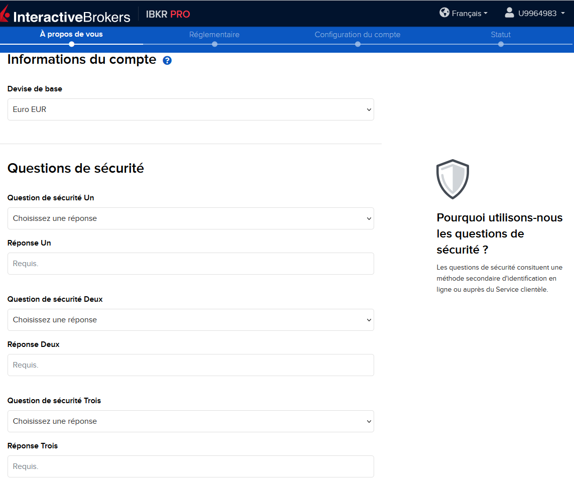 Devise de base et questions de sécurité