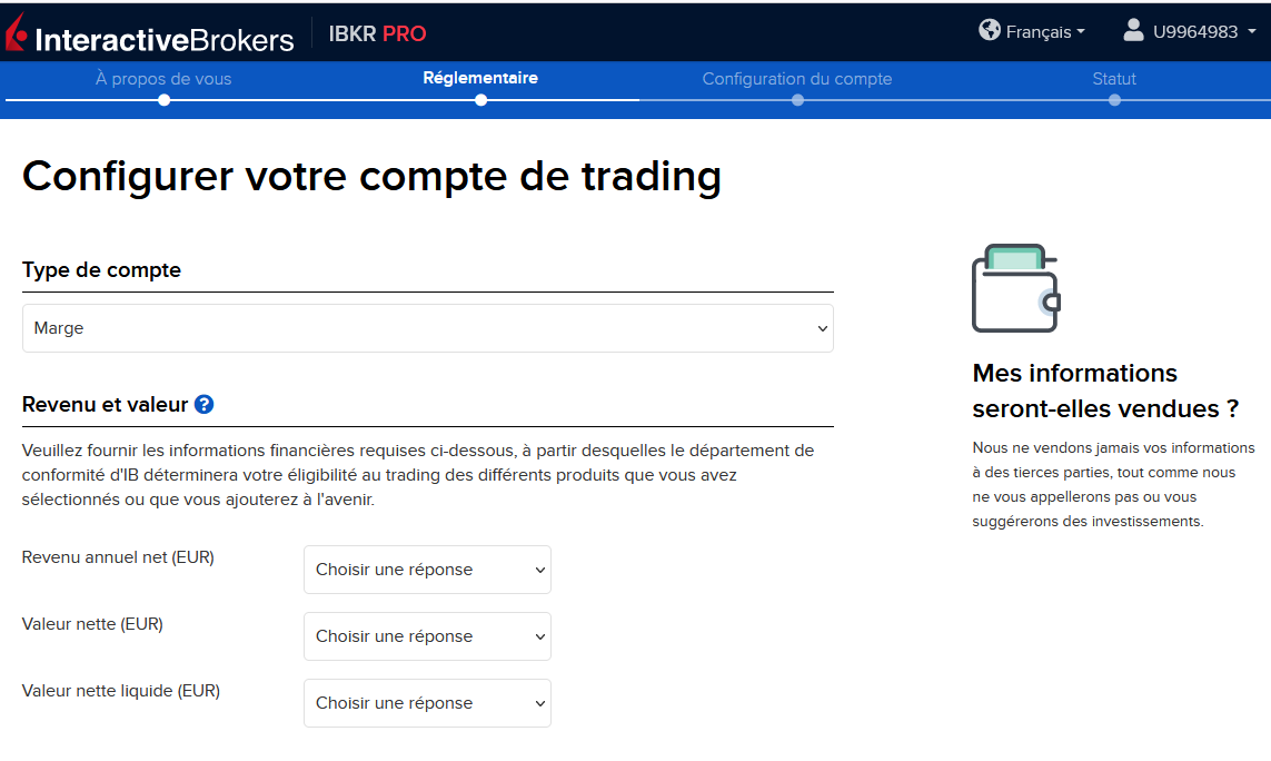 Configuration du compte de trading