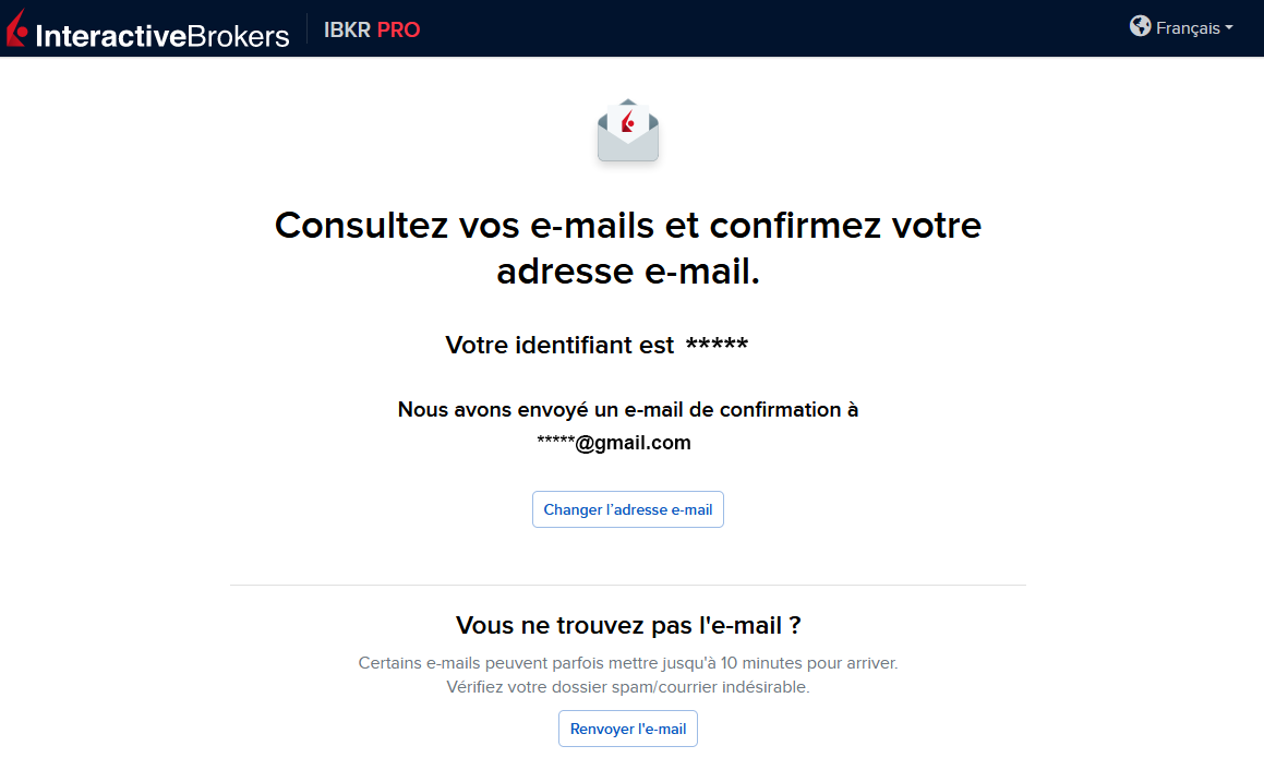Validation de l'adresse email étape 1