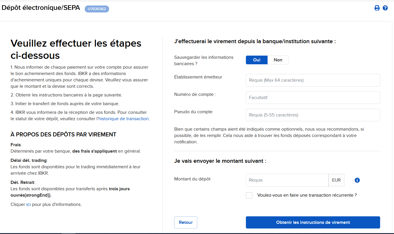 Formulaire d'informations bancaires