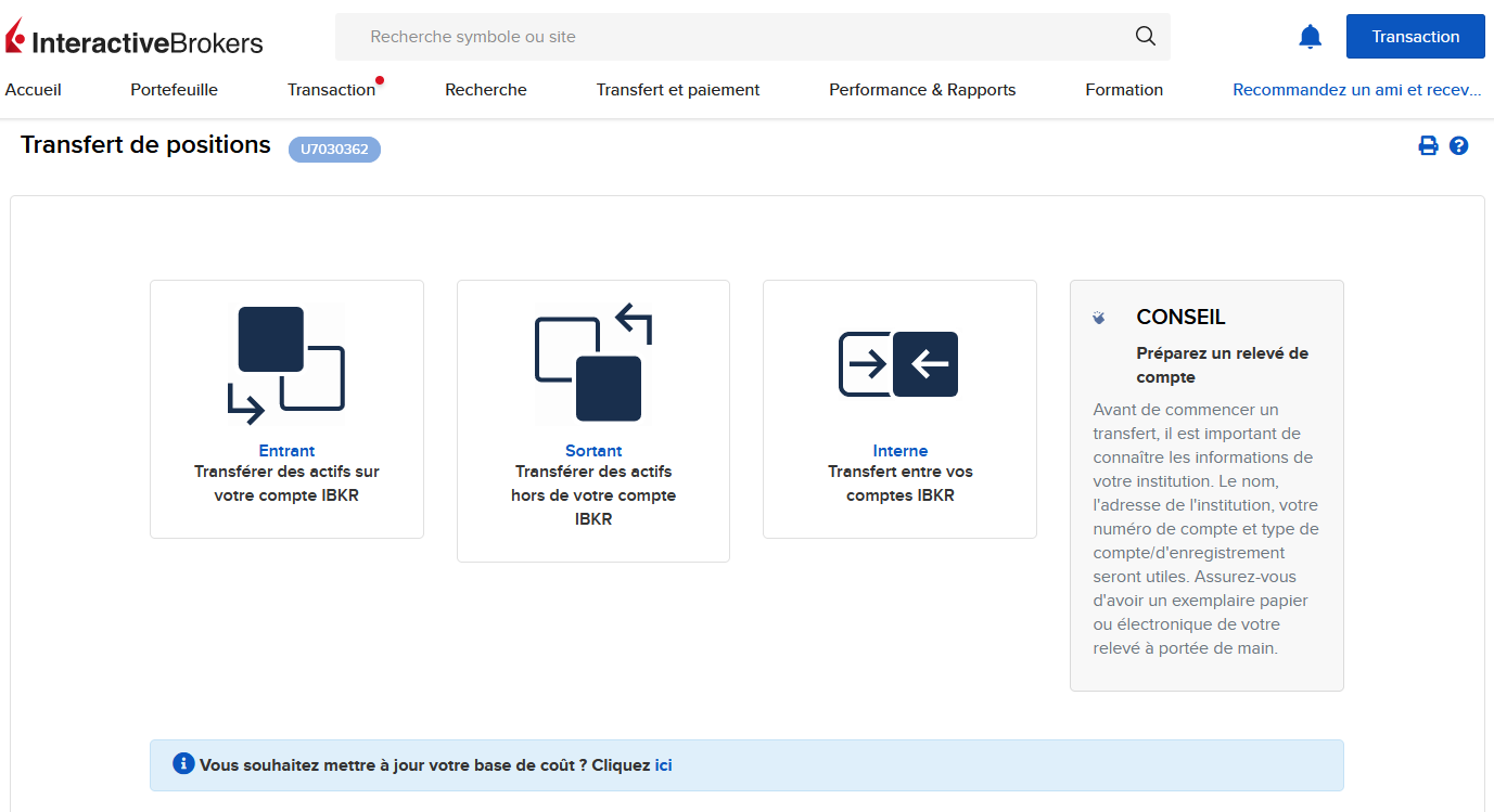 Options de transfert de titres